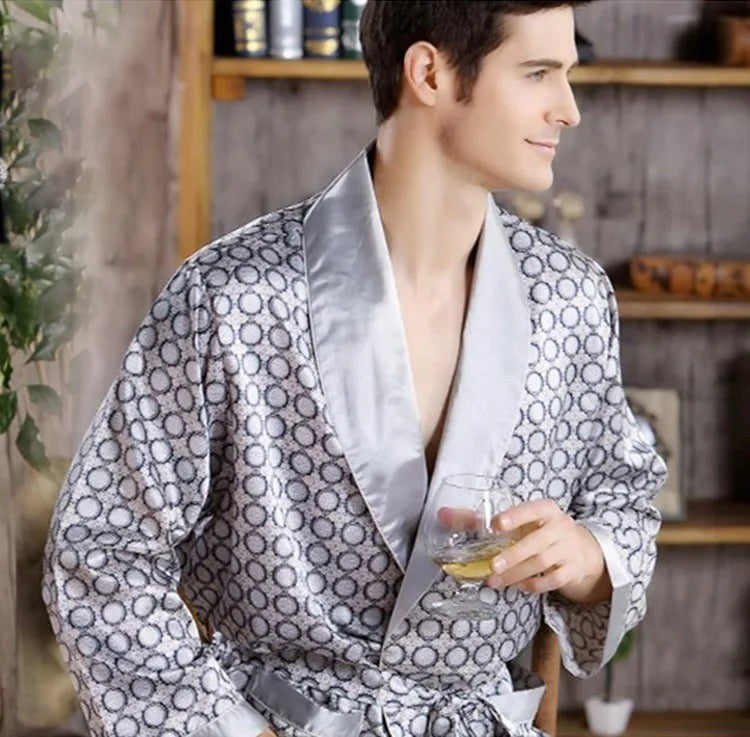 Printed satin robe - product photo 5