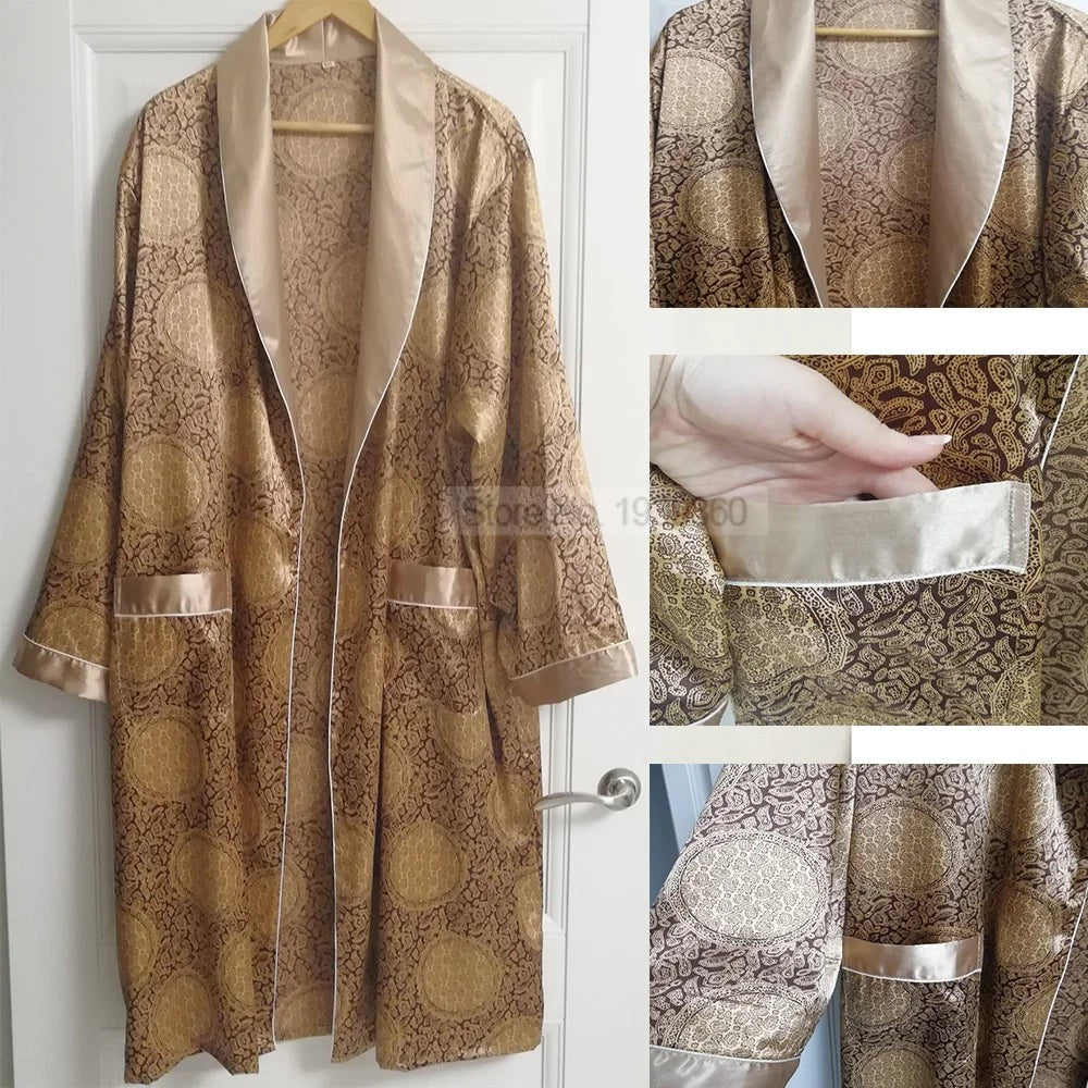 Printed satin robe - product photo 6