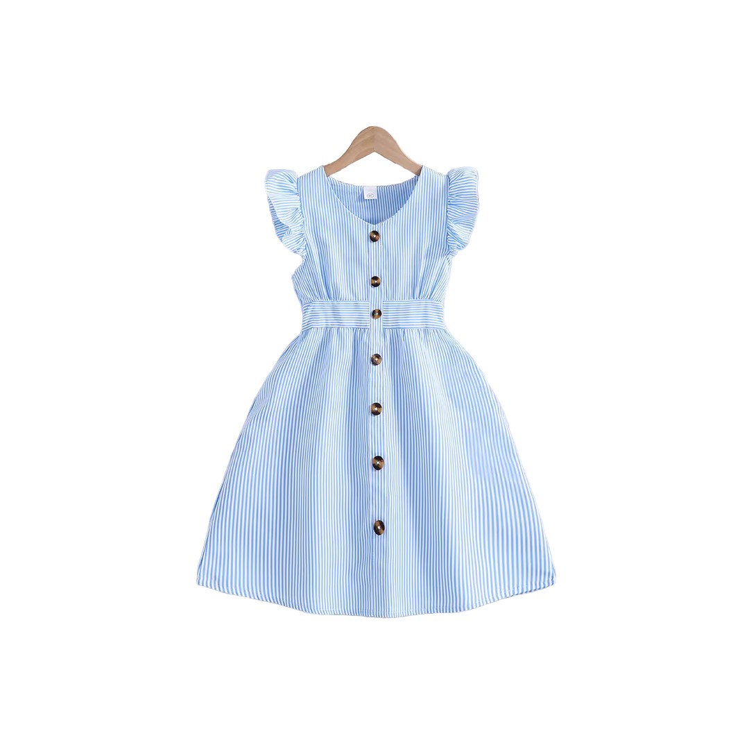 Girls' striped sleeveless summer dress - product photo 1