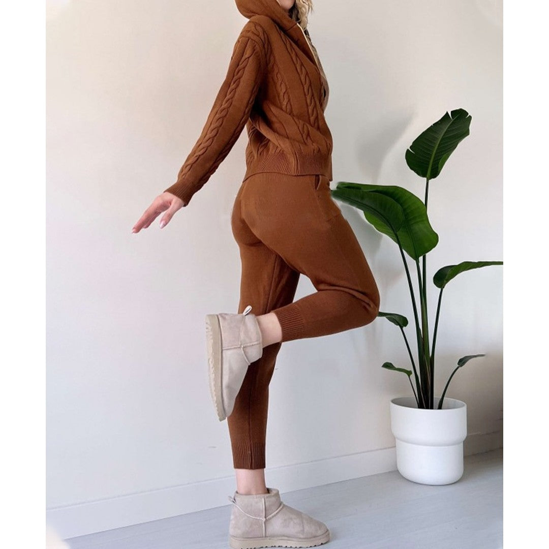 Woman wearing the Marisol women's knit sweater, model view