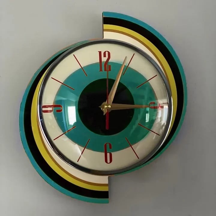 Handmade mid-century silent wall clock - product photo 11