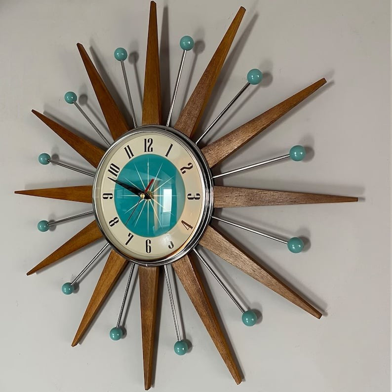Handmade mid-century silent wall clock - product photo 3