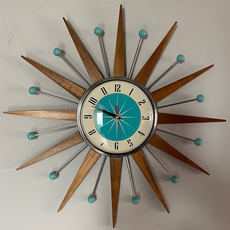 Handmade mid-century silent wall clock - product photo 4