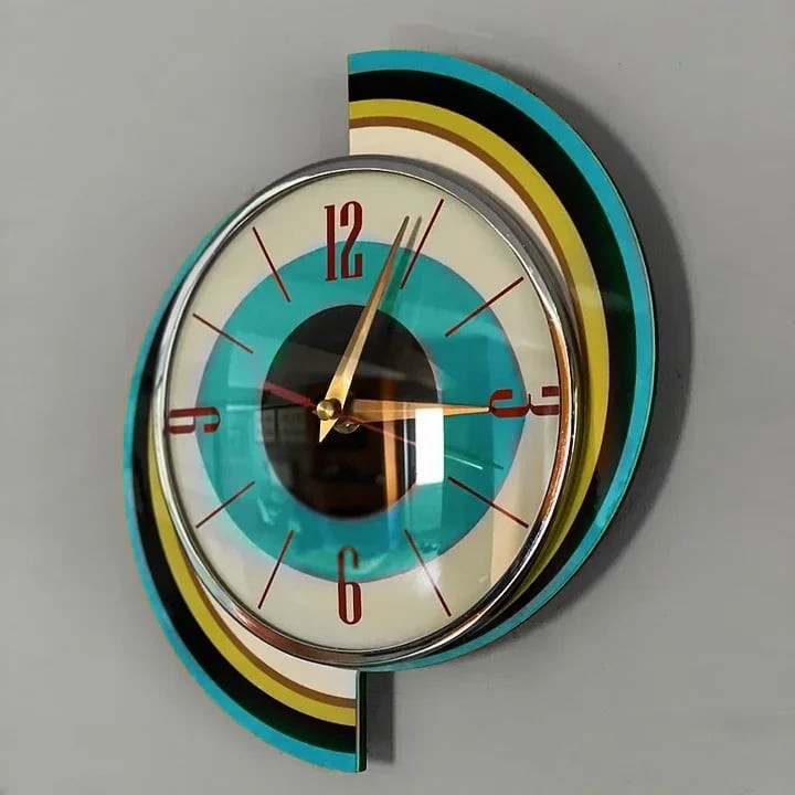 Handmade mid-century silent wall clock - product photo 9