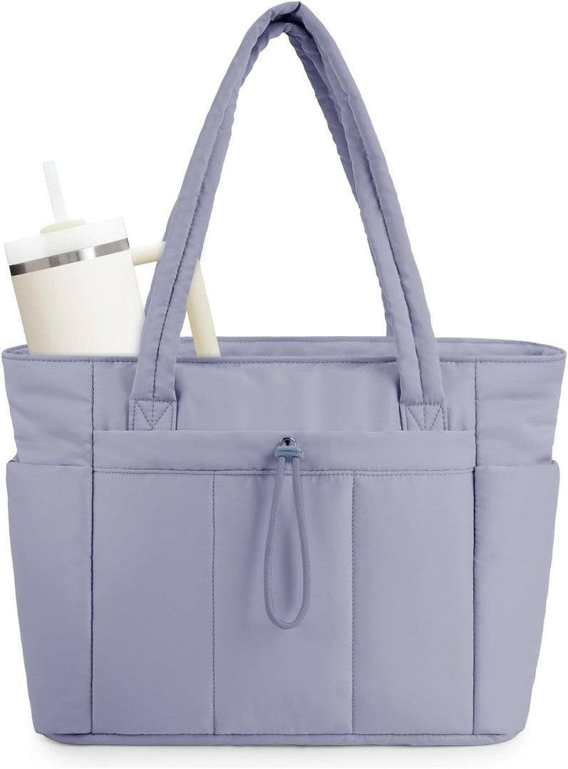 Quilted puffer tote with a tumbler pocket and laptop sleeve - product photo 21