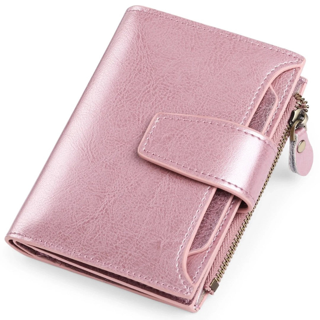 Compact leather RFID blocking wallet - product photo 4