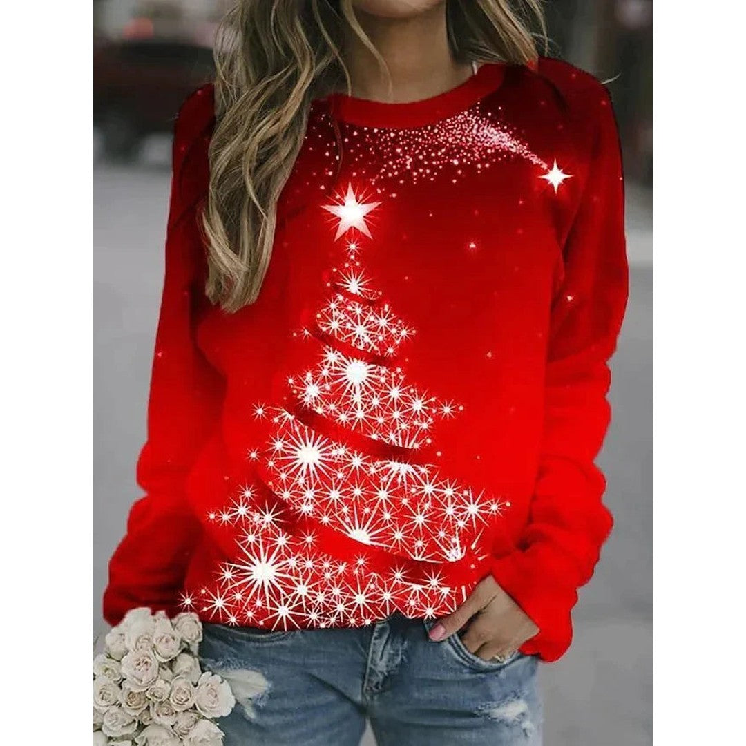 Woman wearing the Marlowe women's sweater, side view