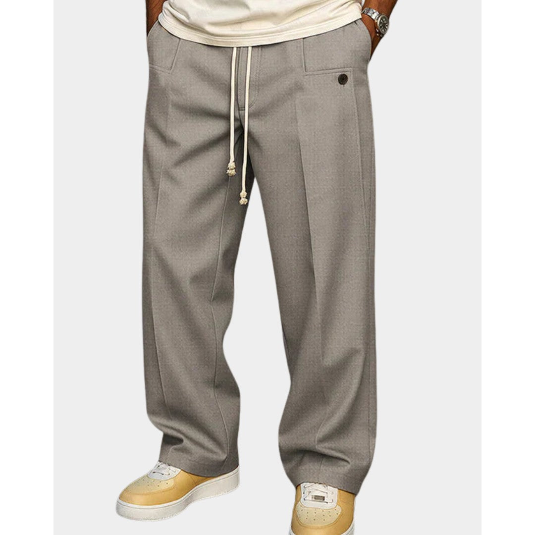 Man wearing the Mason men's elegant pants, side view