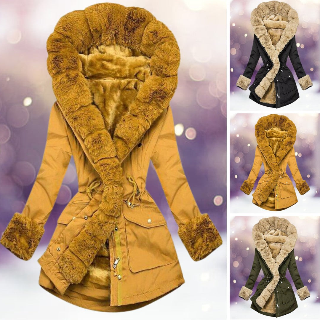 Woman wearing the Mathilde women's jacket, detail view