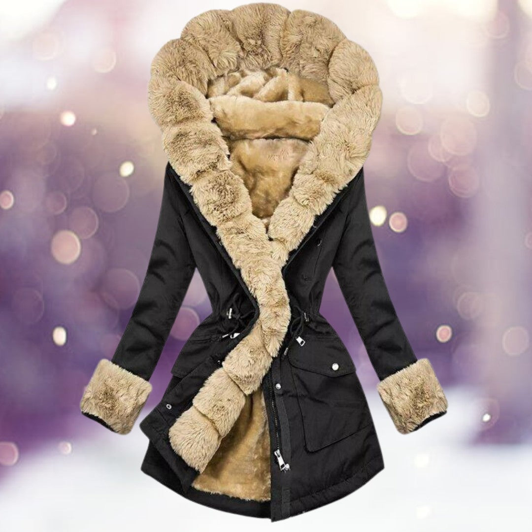 Woman wearing the Mathilde women's jacket, side view