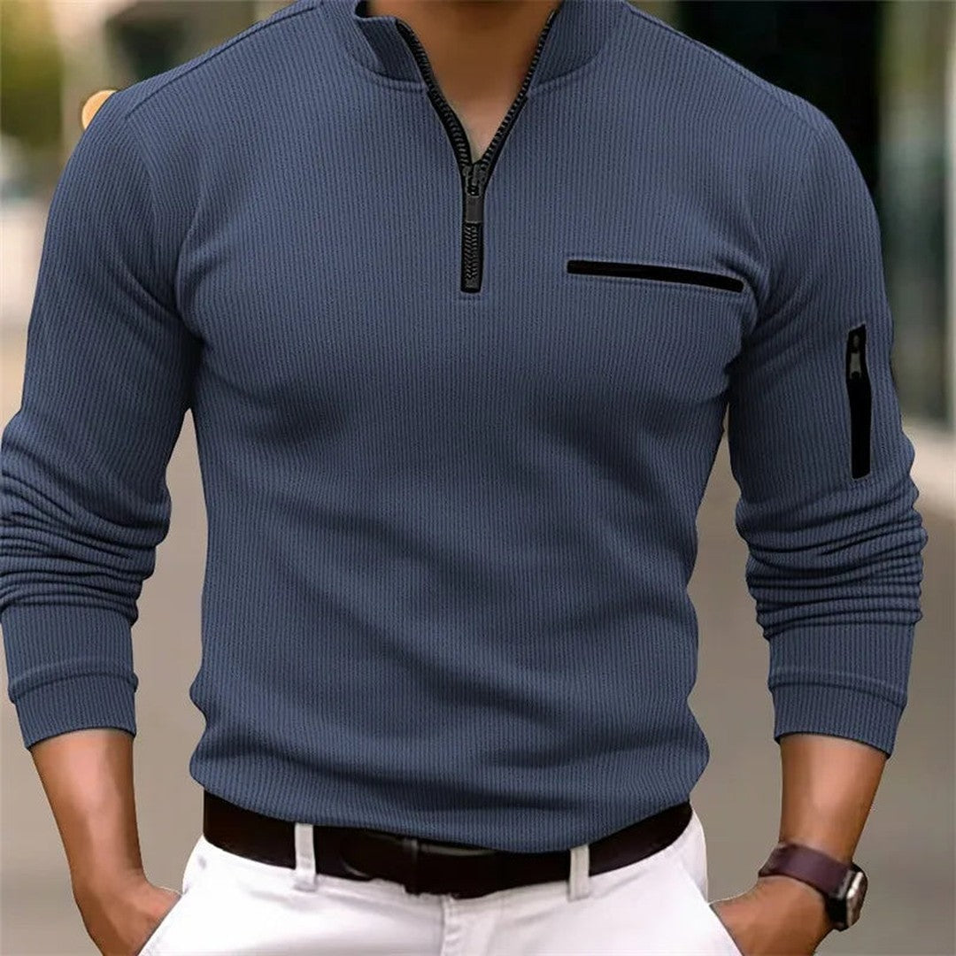 Man wearing the Matteo men's classic sweater, back view