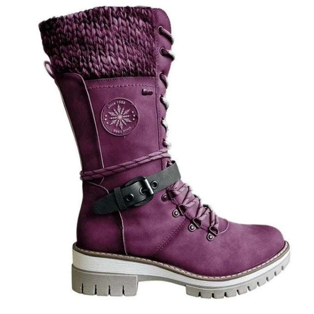 Woman wearing the Maya women's boots, flatlay view