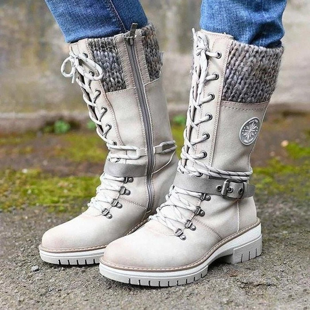 Woman wearing the Maya women's boots, front view