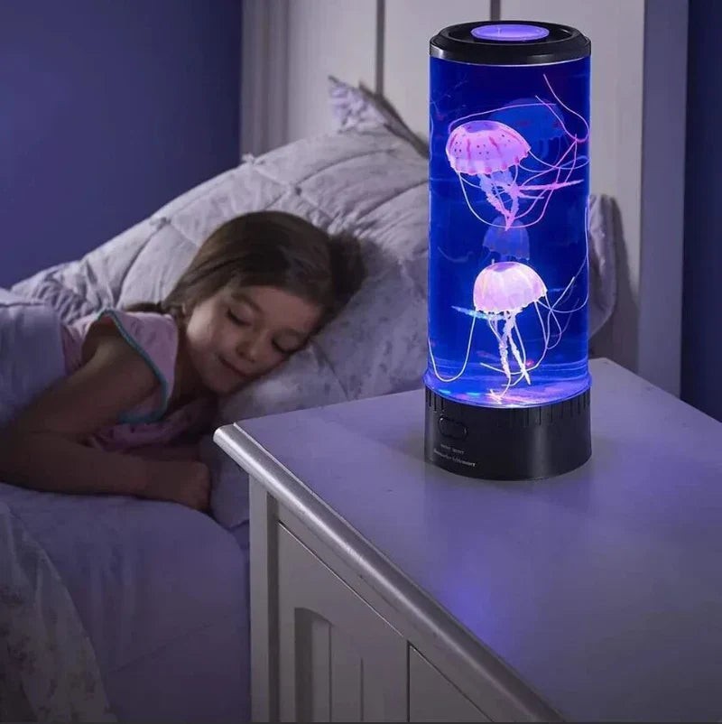 LED jellyfish mood lamp with floating silicone jellyfish - product photo 1