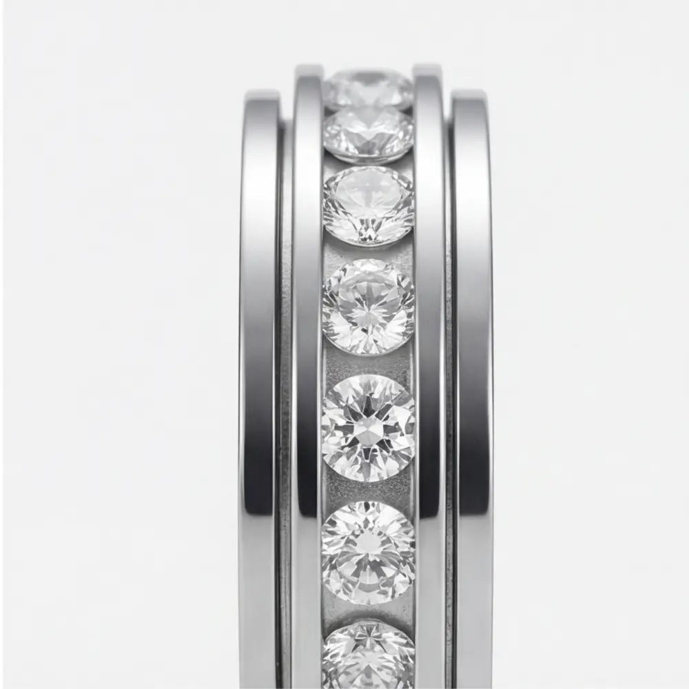 Titanium steel spinner ring with rotating zirconia band - product photo 6