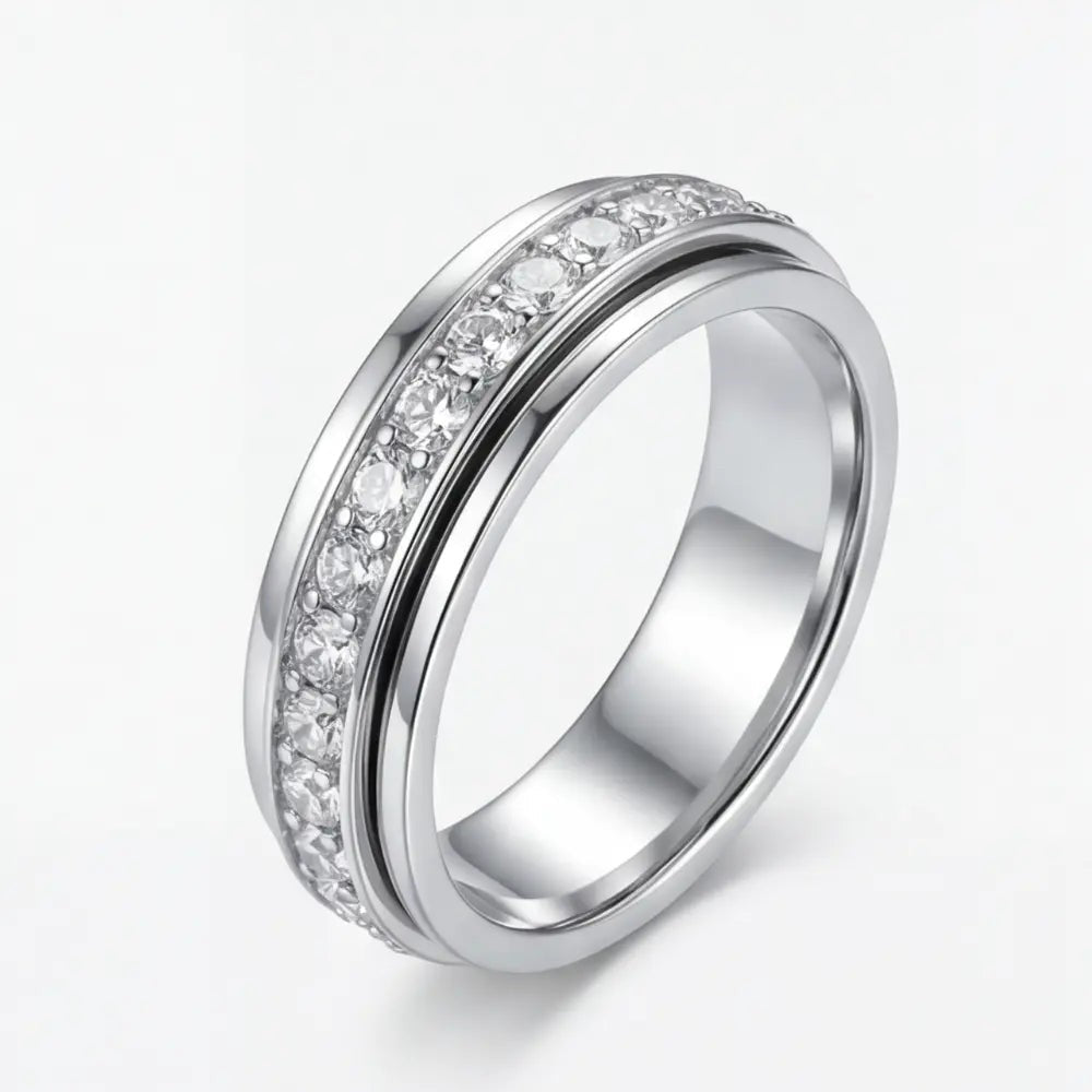 Titanium steel spinner ring with rotating zirconia band - product photo 7