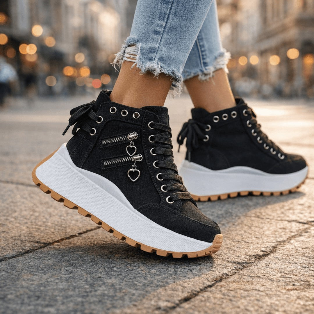 Woman wearing the Micaela women's lace shoes, 7 view