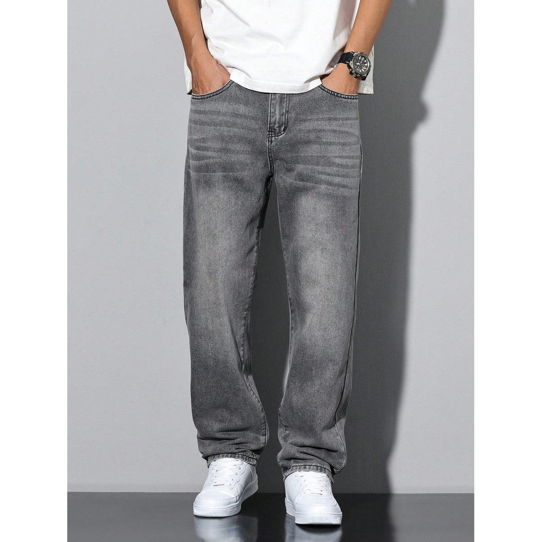 Man wearing the Miles men's casual denim jeans, 8 view