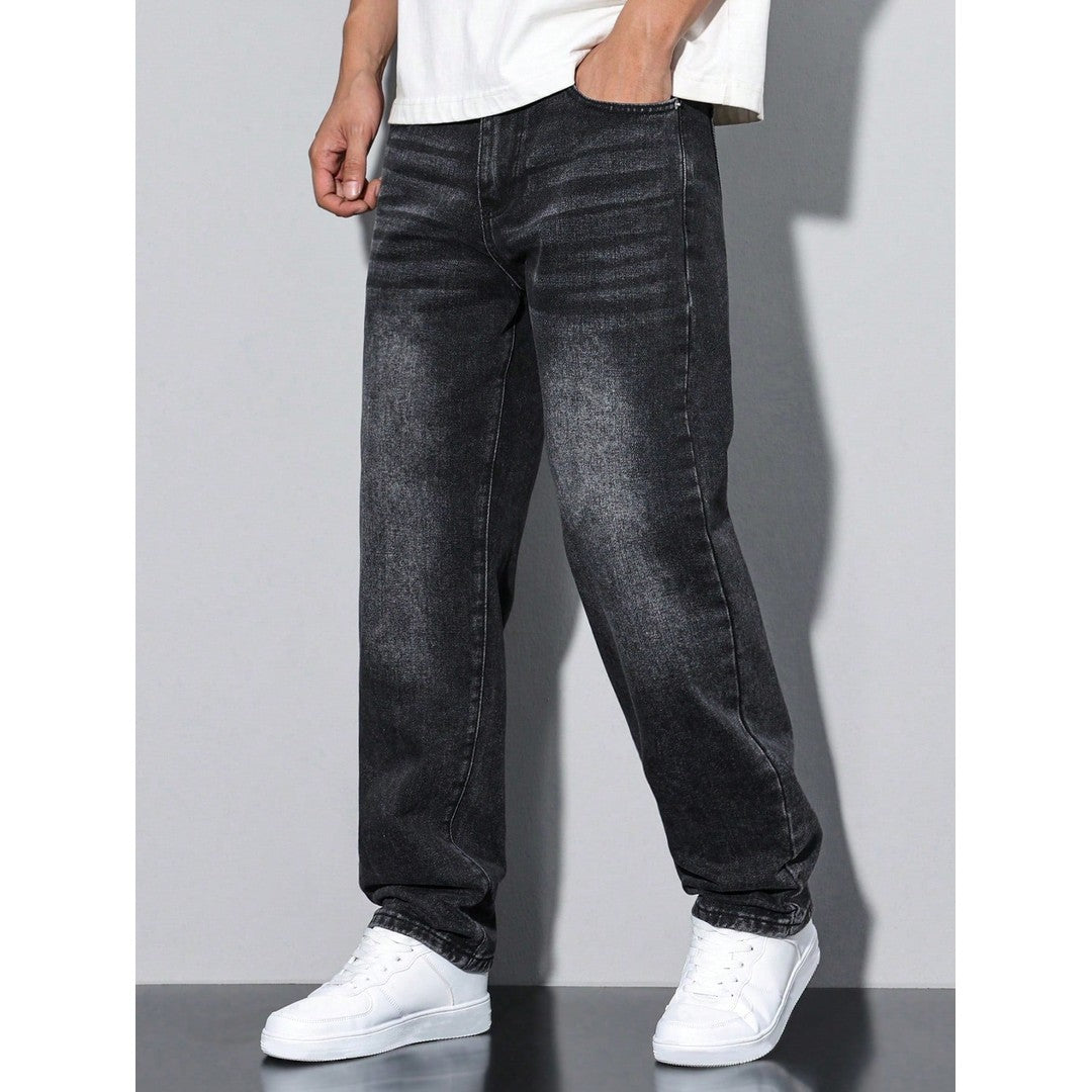 Man wearing the Miles men's casual denim jeans, back view