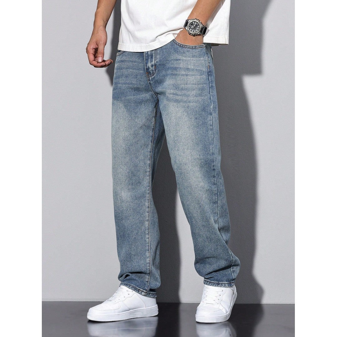 Man wearing the Miles men's casual denim jeans, model view