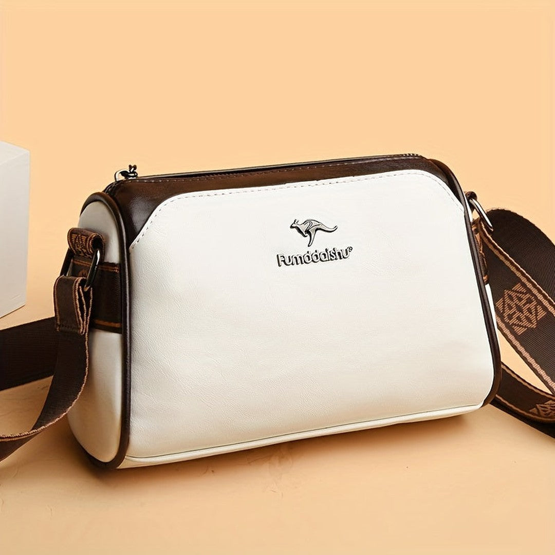Woman wearing the Mira women's leather pocket detail bag, 8 view