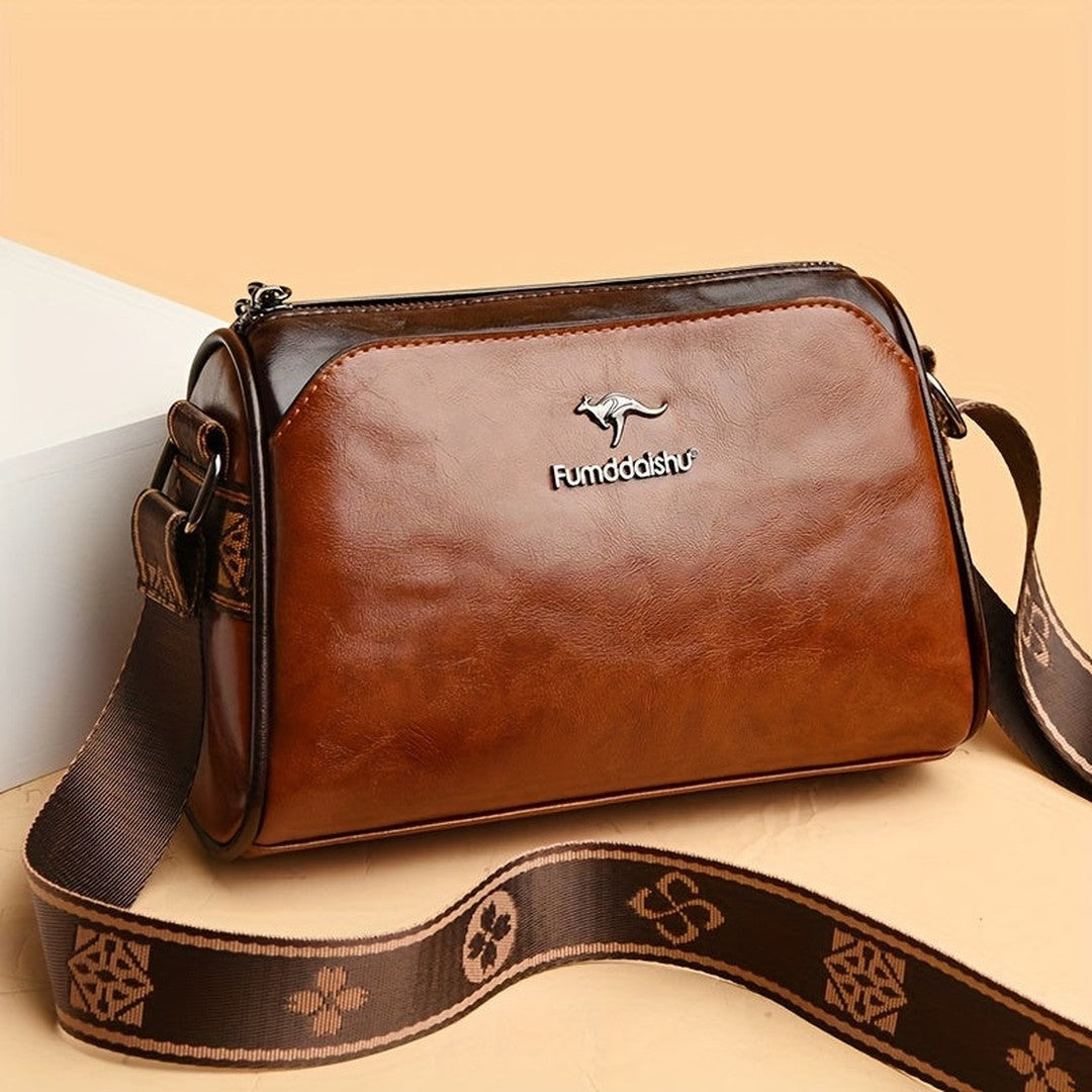 Woman wearing the Mira women's leather pocket detail bag, 9 view
