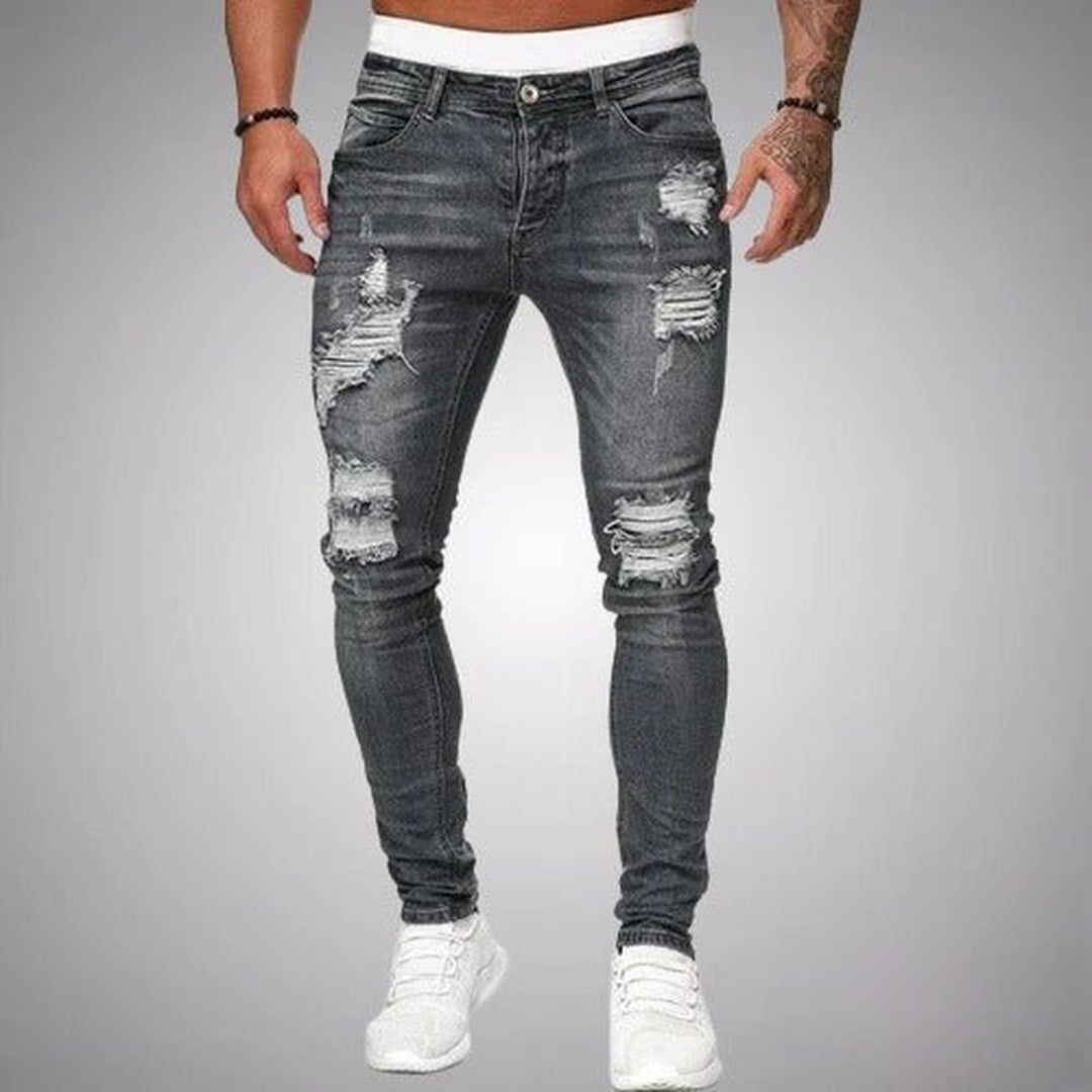 Man wearing the Murphy men's slim-fit stretch jeans, model view