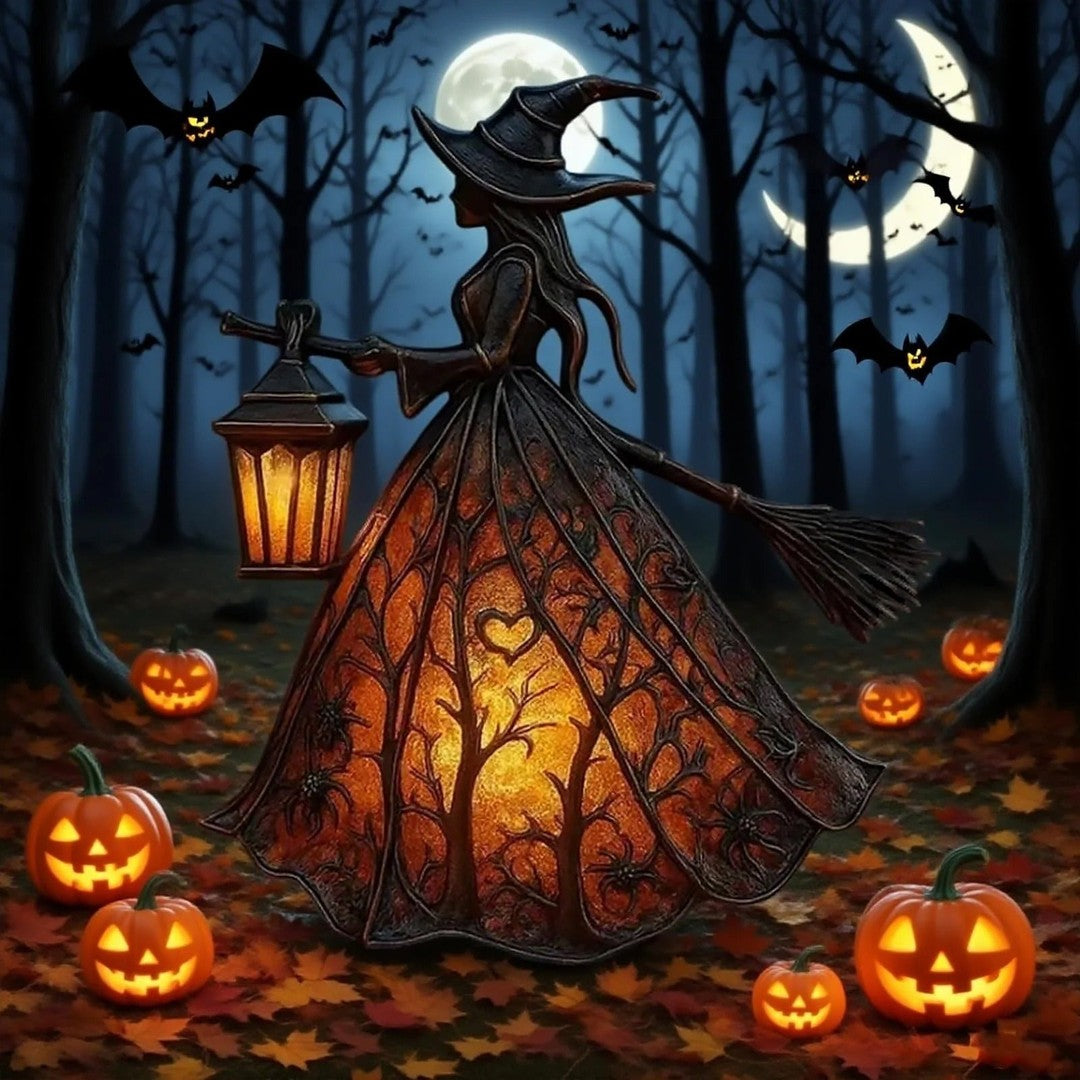 Resin witch lantern LED lamp - product photo 5