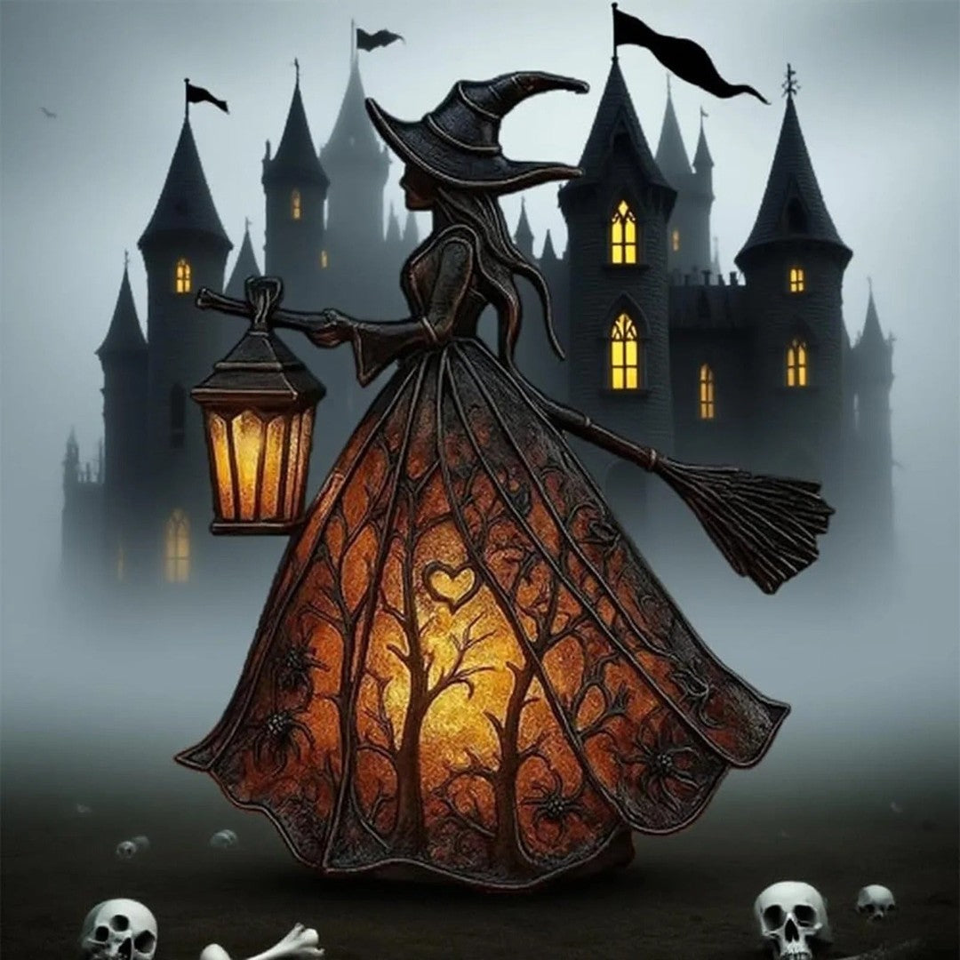 Resin witch lantern LED lamp - product photo 7