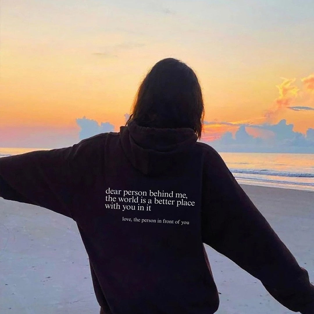 Woman wearing the Naomi women's hoodie, 9 view