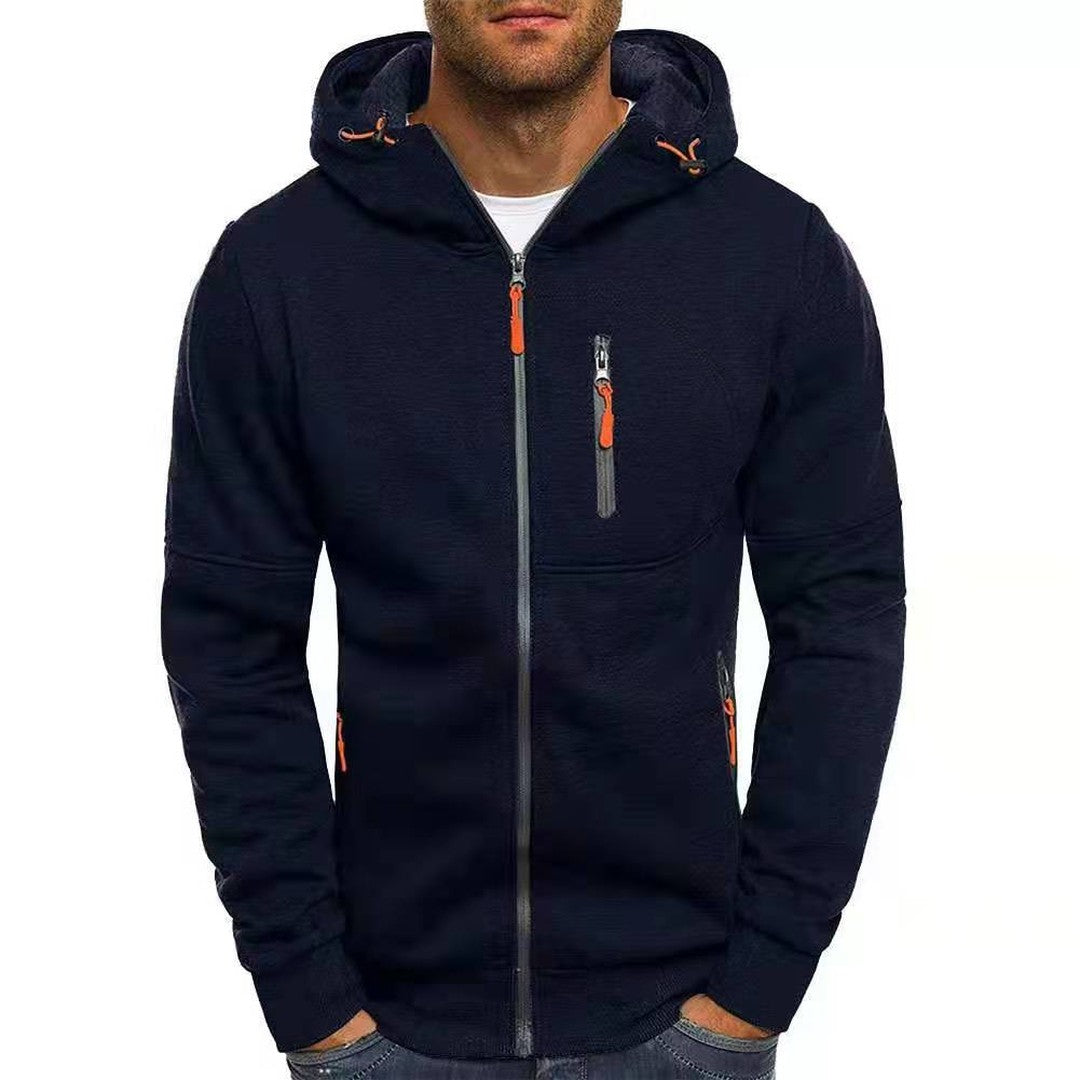 Man wearing the Nash men's hooded fleece cardigan, 7 view