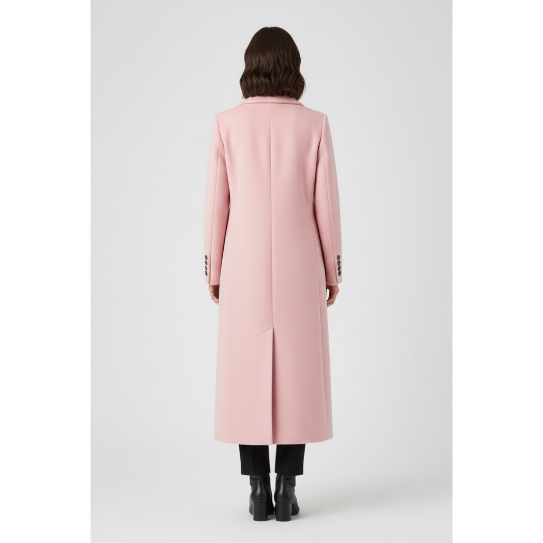 Woman wearing the Nataly women's button-up coat, model view