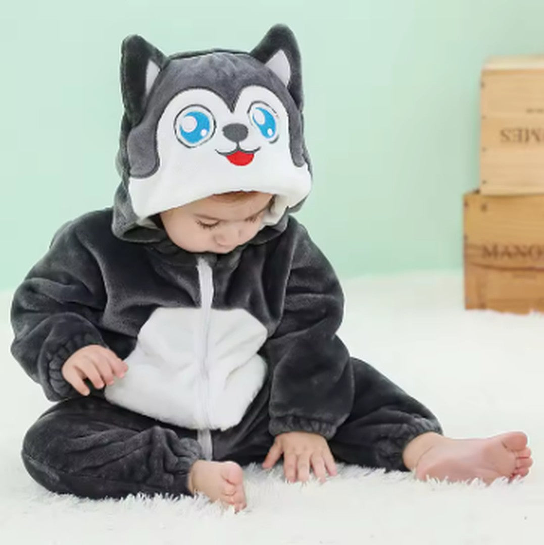 Hooded flannel baby romper - product photo 15