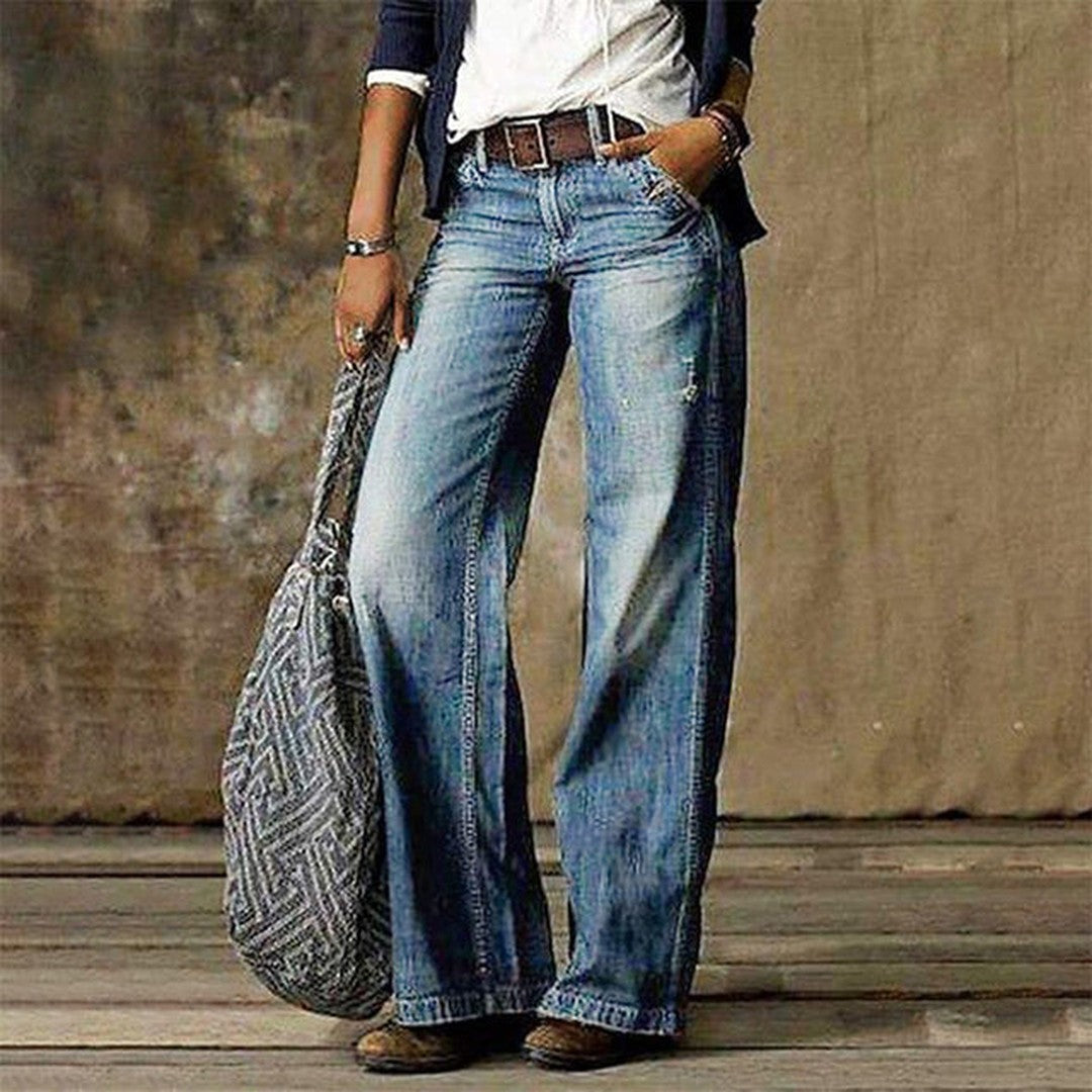 Woman wearing the Neve women's pants, front view