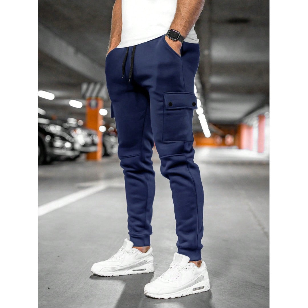 Man wearing the Nolan men's roll-up joggers, 7 view