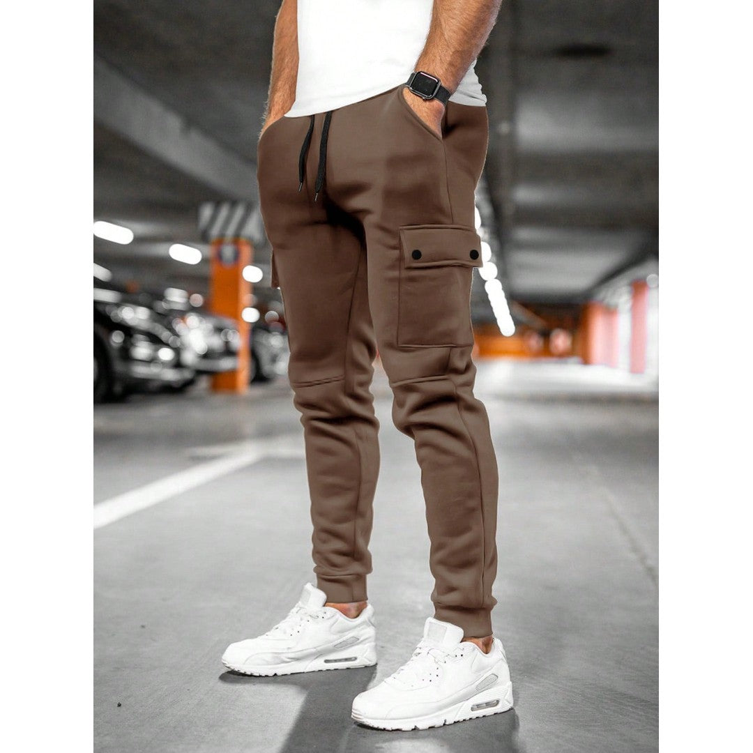 Man wearing the Nolan men's roll-up joggers, 8 view