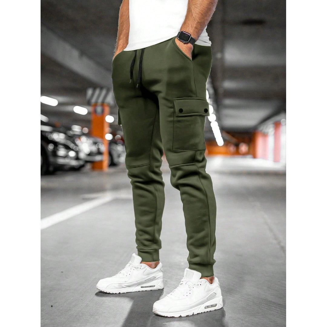 Man wearing the Nolan men's roll-up joggers, 9 view