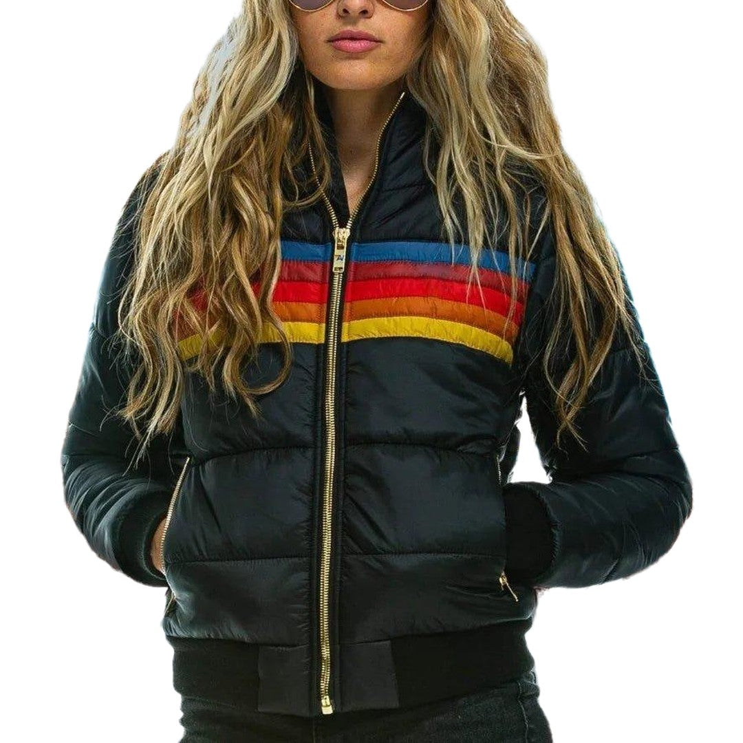 Woman wearing the Noor women's jacket, model view