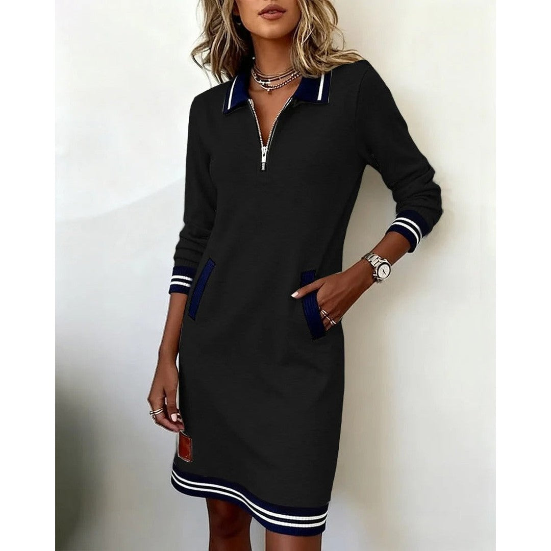 Woman wearing the Octavia women's chic dress, 8 view