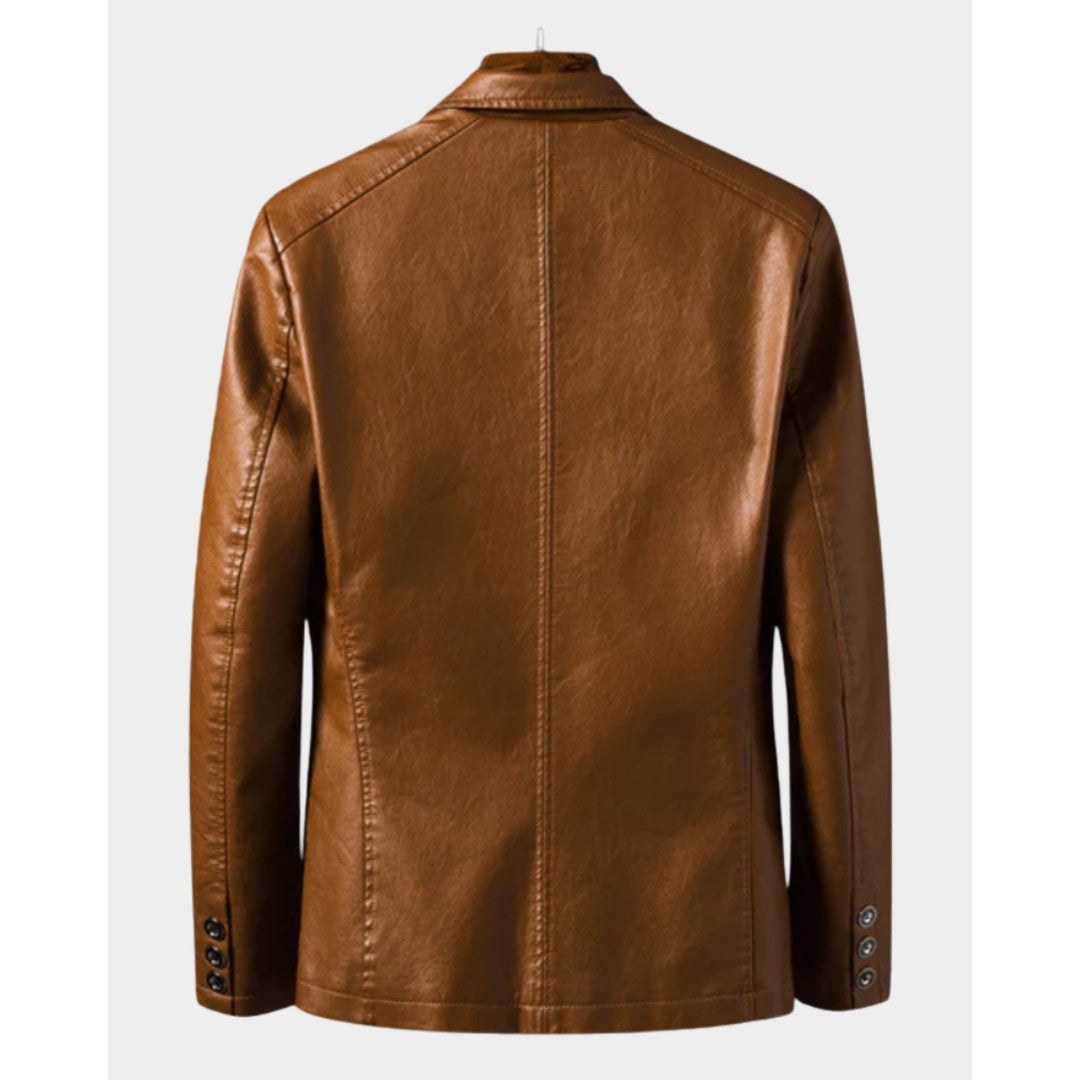Man wearing the Odin men's jacket, back view