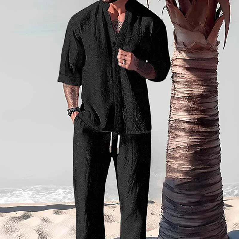 Caleb | Men's Breathable Linen Blend Lounge Set