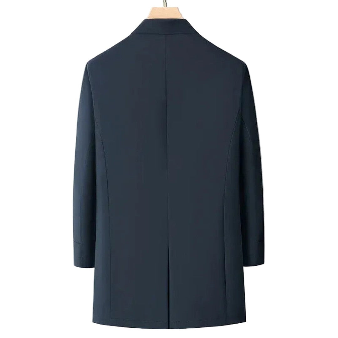 Man wearing the Orion men's button-up coat, model view