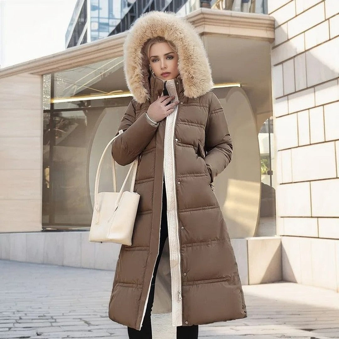 Woman wearing the Ottilia women's coat, 11 view