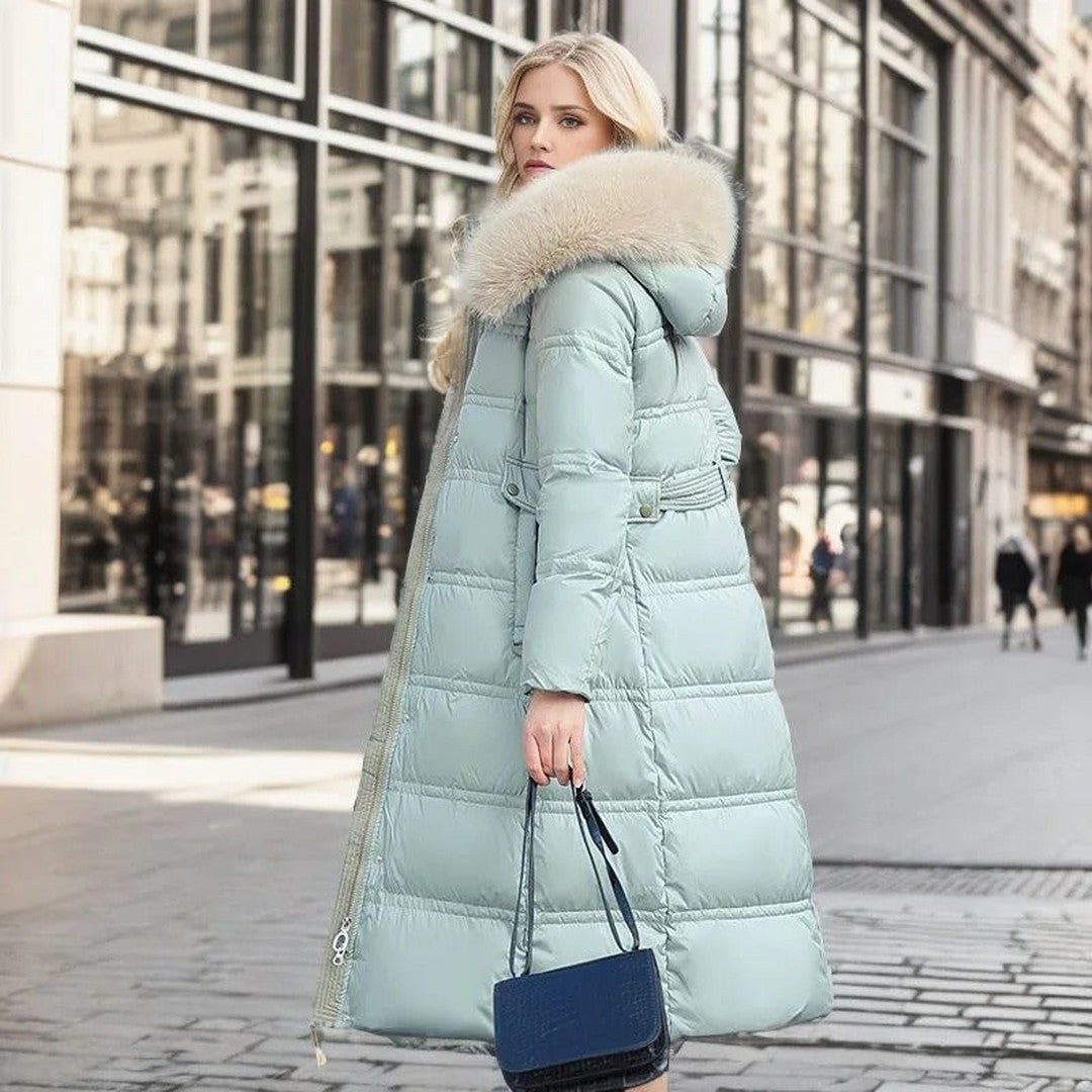 Woman wearing the Ottilia women's coat, 13 view