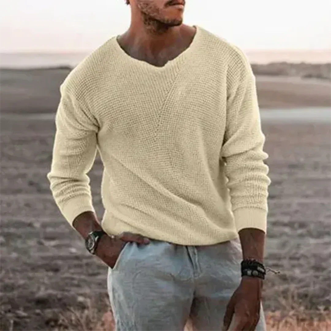 Caspian | Men's Relaxed V-Neck Knit Pullover Sweater