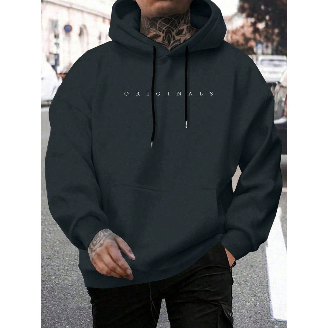 Man wearing the Owen men's hooded cotton graphic print sweatshirt, 10 view
