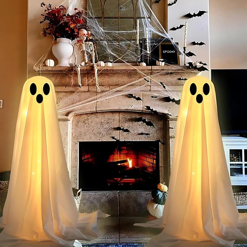 LED-lit hanging ghost decoration - product photo 1