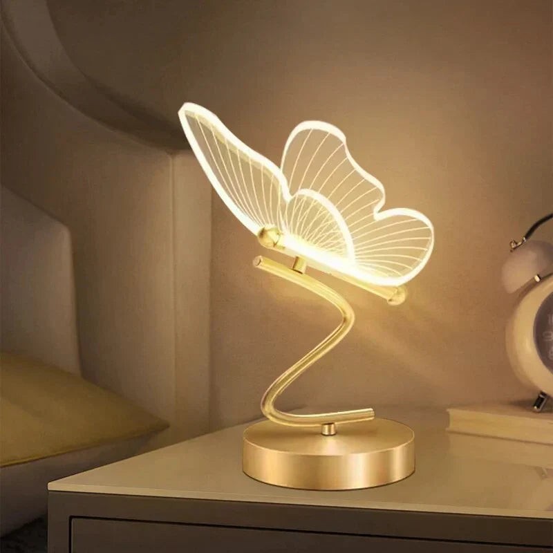 Slim butterfly LED table lamp on an iron base - product photo 1