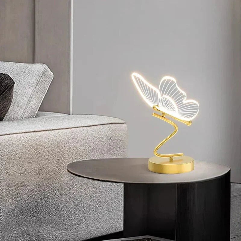 Slim butterfly LED table lamp on an iron base - product photo 2