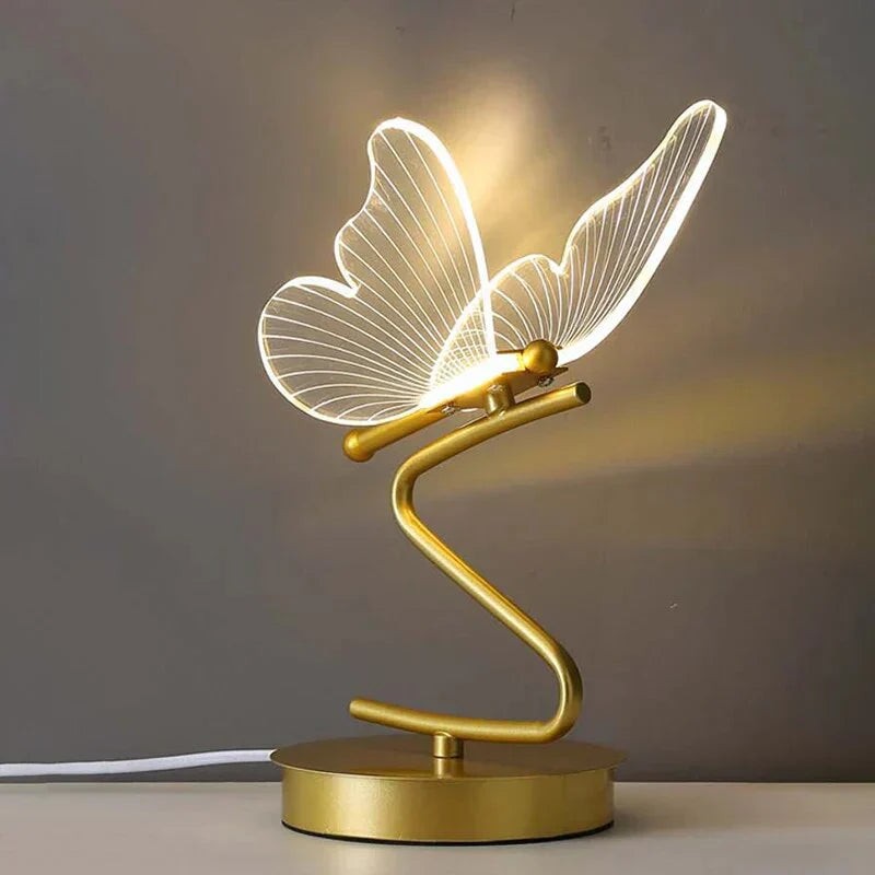 Slim butterfly LED table lamp on an iron base - product photo 3